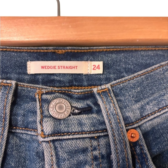 Levi's Wedgie Straight Ankle Jeans Size 24 High Rise Medium Wash Blue - Picture 5 of 7